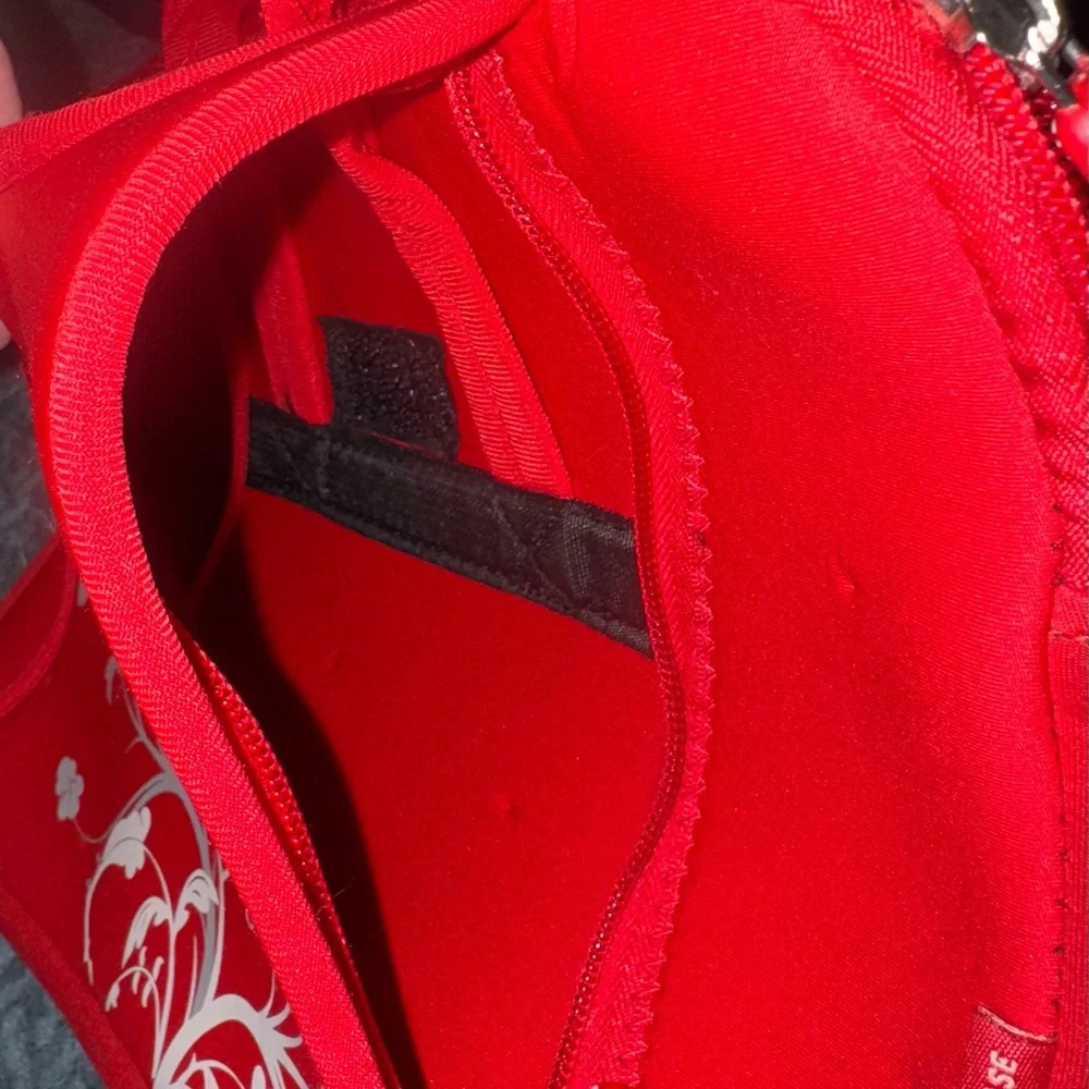 RooCase Red tablet or small laptop Bag with Butterfly Design